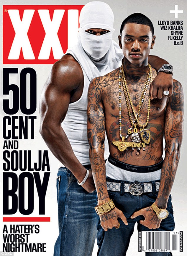Pointed the finger: Fox cited a 2010 XXL magazine cover of 50 Cent and Soulja Boy saying: 'Looks like a booty snatcher to me'