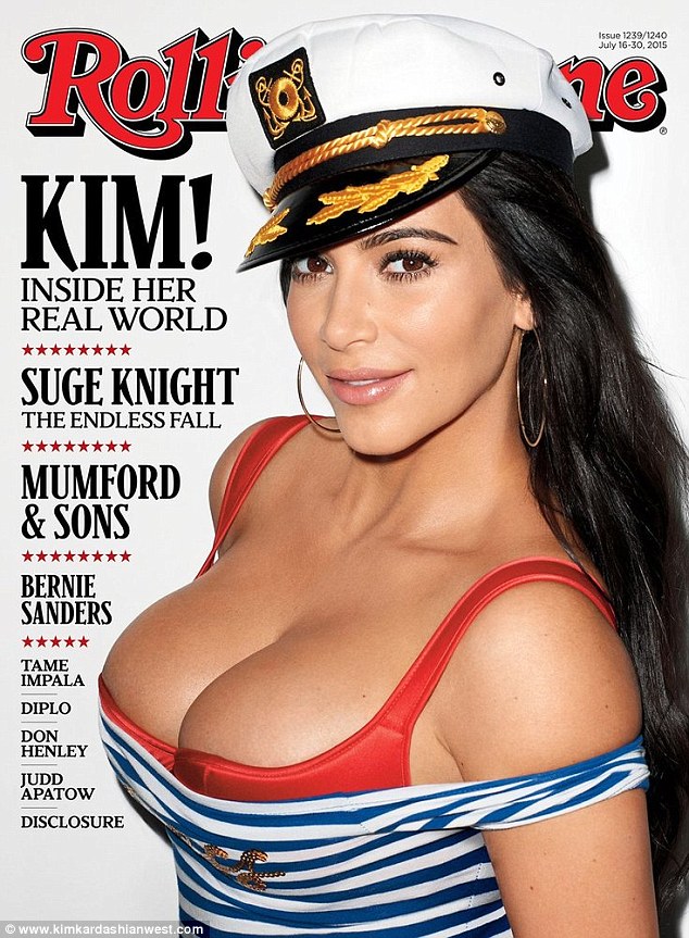 Well hello there sailor: Kim Kardashian has been looking back fondly on 2015. On Sunday the siren named her top magazine covers of the year. Included on the list was her July cover of Rolling Stone magazine