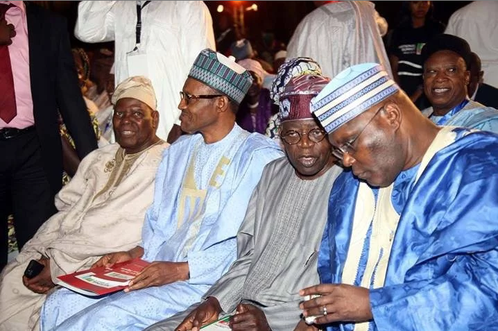 Tinubu sighted in a conversation with Atiku during the 2015 presidential campaign