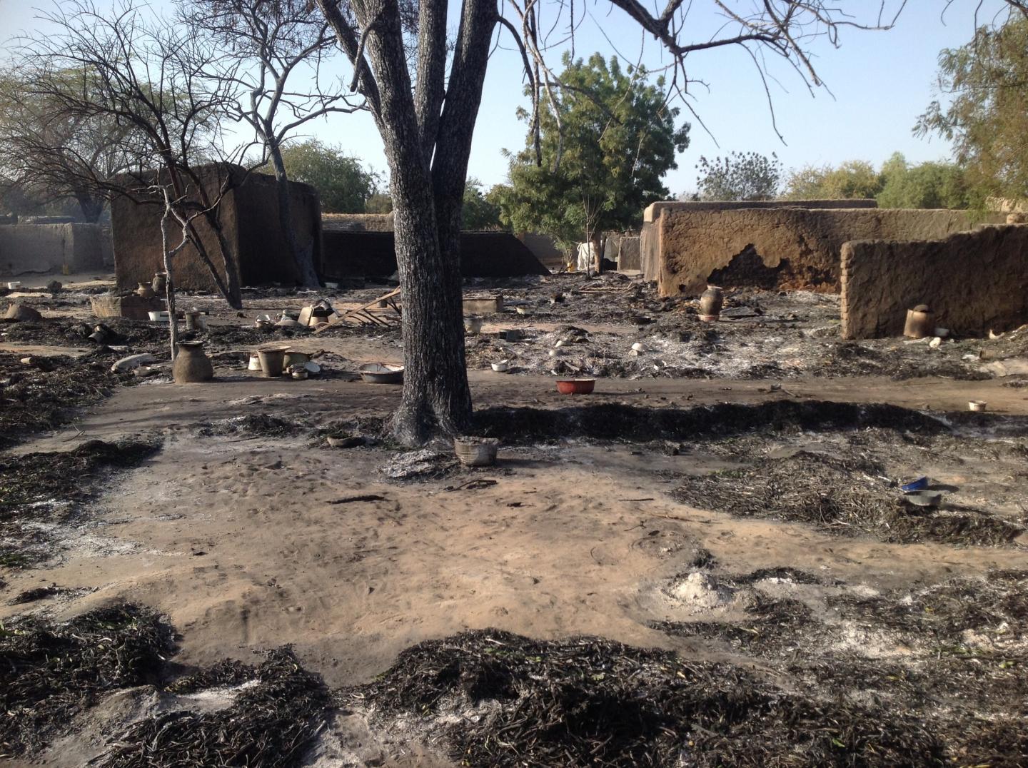 The village of Nougboua, Chad, is pictured following an attack by Boko Haram on February 13, 2015. Kubrrivu was another village attacked by the militant group in 2014 and it has just been burned down for a second time.