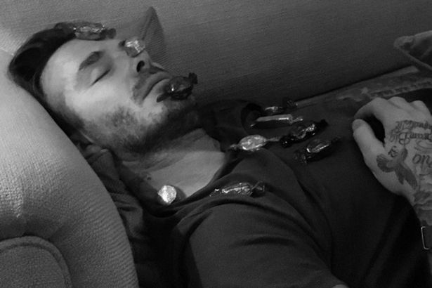 David Beckham asleep after his Christmas celebrations