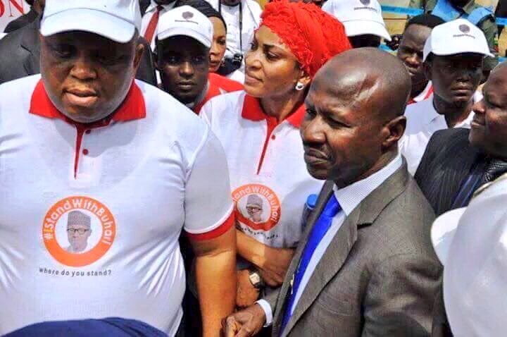 Chairman of Nigeria's Economic and Financial Crimes Commission (EFCC), Ibrahim Magu sighted in solidarity with the #IStandWithBuhariCampaign