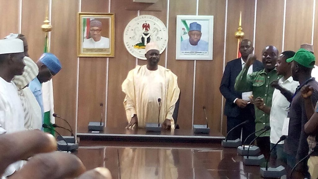 The new President and his team were received by the Governor of the state, Alhaji Ibrahim Hassan Dankwambo
