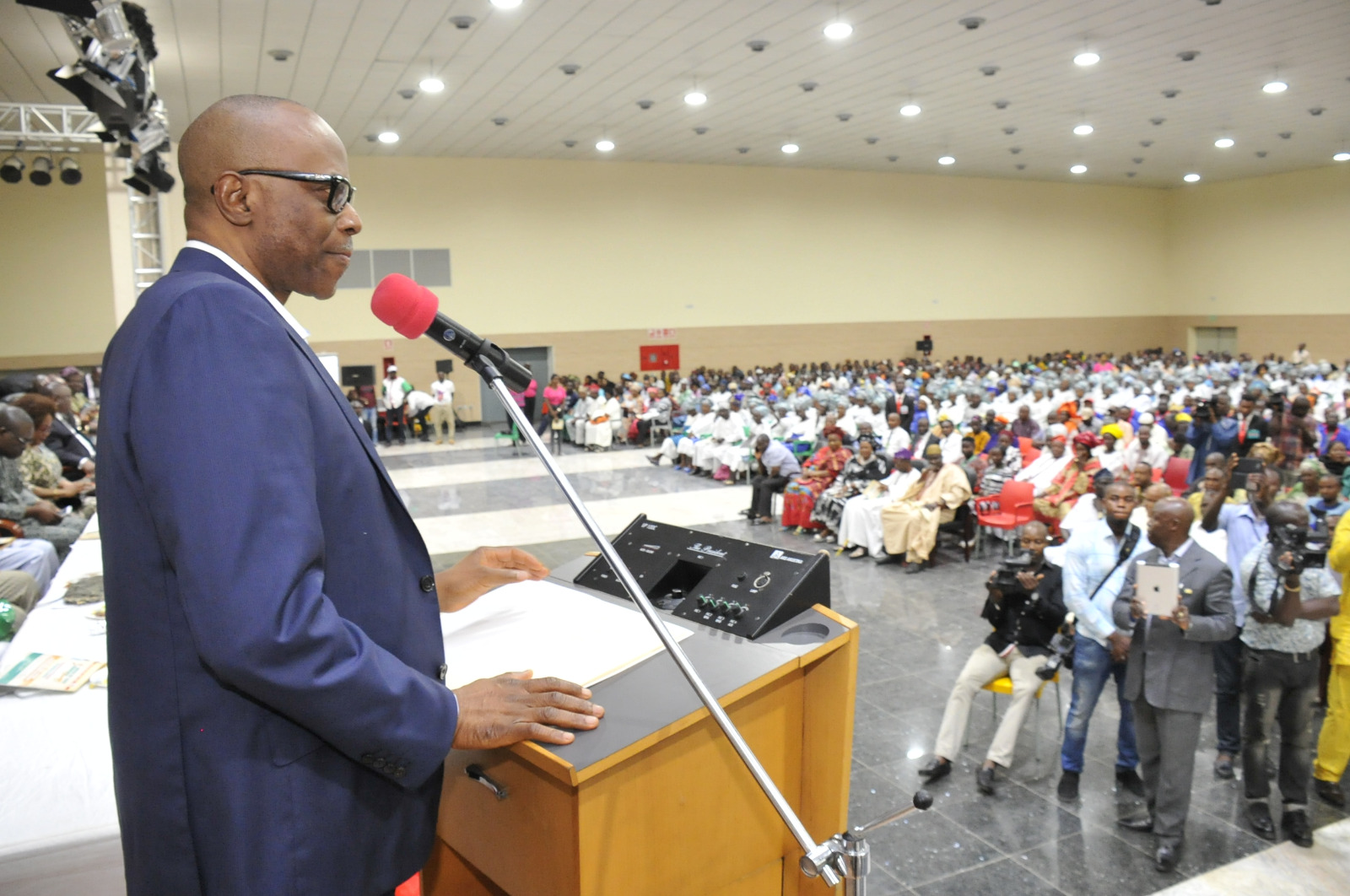 Ondo State Governor, Dr. Olusegun Mimiko addresses the audience at the disbursement of the CBN/Ondo Micro, Small and Medium Enterprises Development Fund (MSMEDF), at the International events center – The Dome, in Akure, on Tuesday, September 7, 2016