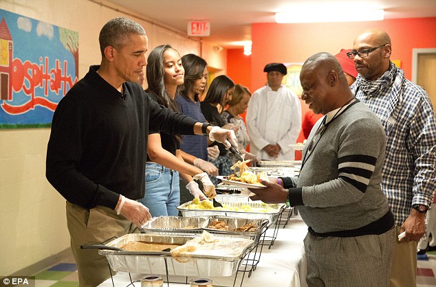 Obama serves