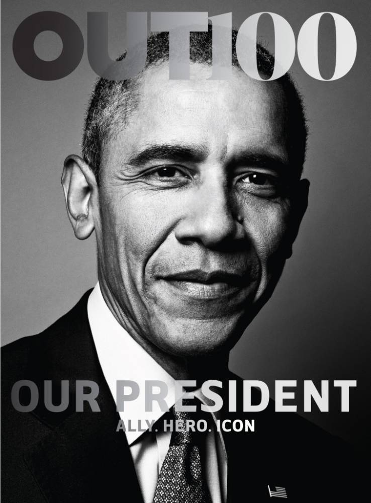 epa05019904 A handout cover image released by Out Magazine showing a portrait of US President Barack Obama on the cover of the magazine's Out 100 issue as their 'Ally of the Year' in New York City, New York, USA, 10 November 2015. According to a release from the magazine it marks the first time a sitting US President has been photographed for the cover of an LGBT publication.  EPA/OUT / HANDOUT  HANDOUT EDITORIAL USE ONLY/NO SALES