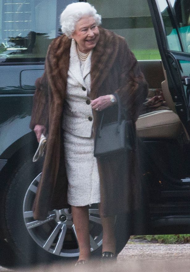 The Queen arriving at the first Christmas Day church service at Sandringham