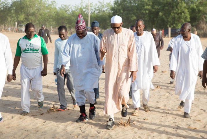 Buhari sighted with Governor Amosun during a visit to his farm in Daura, Katsina State
